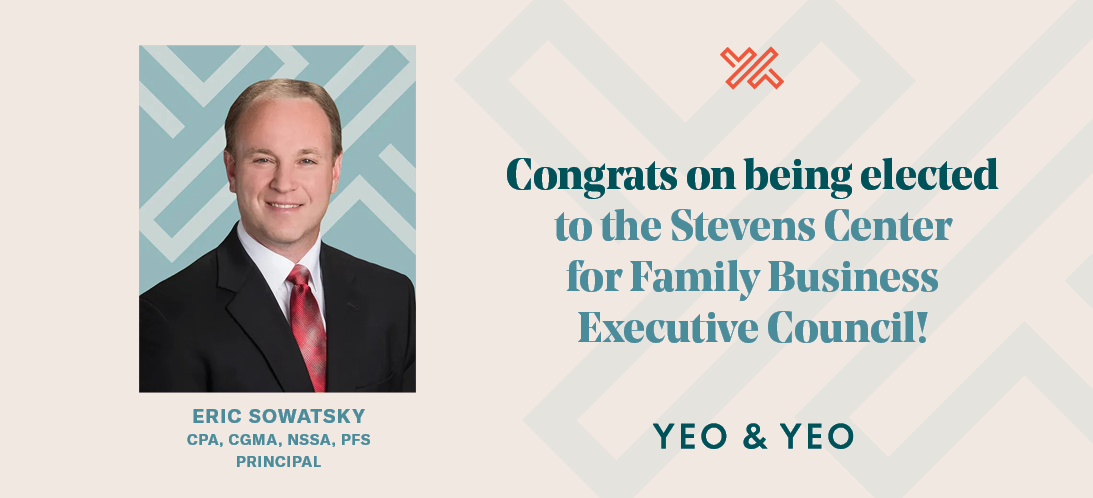 Eric Sowatsky Elected to Stevens Center for Family Business Executive Council
