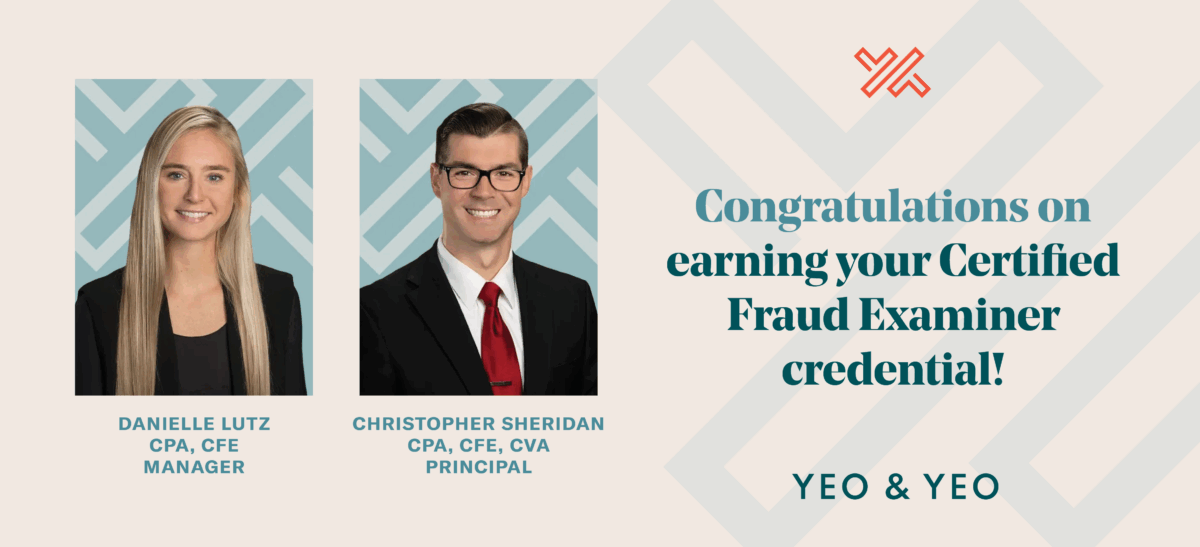 Christopher Sheridan and Danielle Lutz Earn Certified Fraud Examiner Credential